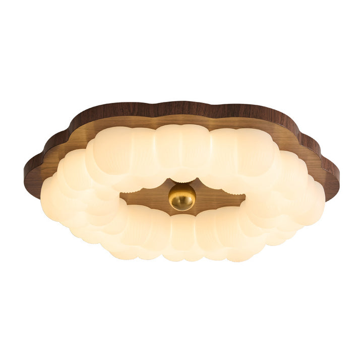 Traditional Chinese Iron PE Floral LED Flush Mount Ceiling Light For Bedroom