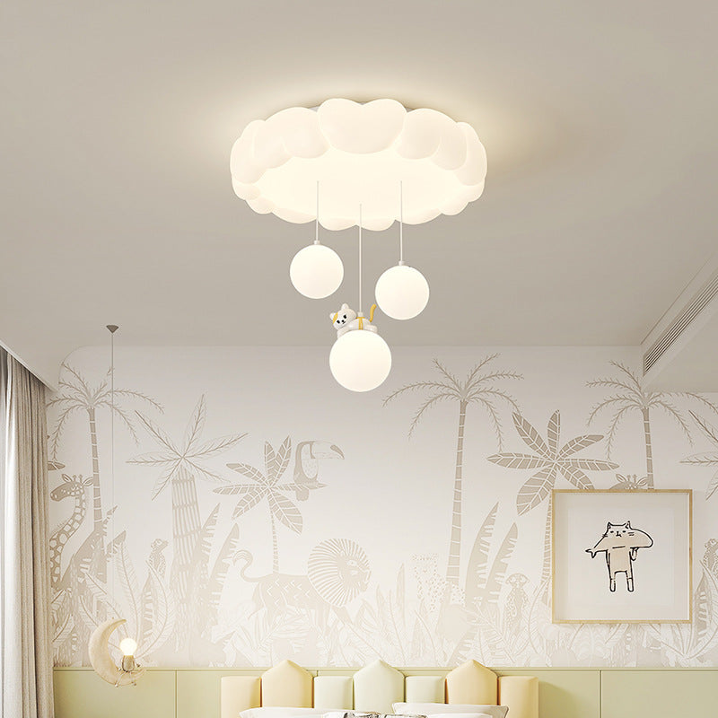 Art déco moderne pour enfants Fer PE Plafonnier LED rond en forme de cœur pour chambre à coucher 