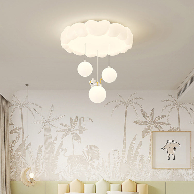 Moderne Art Deco Kinder Eisen PE Herzförmige Runde LED Deckenleuchte Für Schlafzimmer 