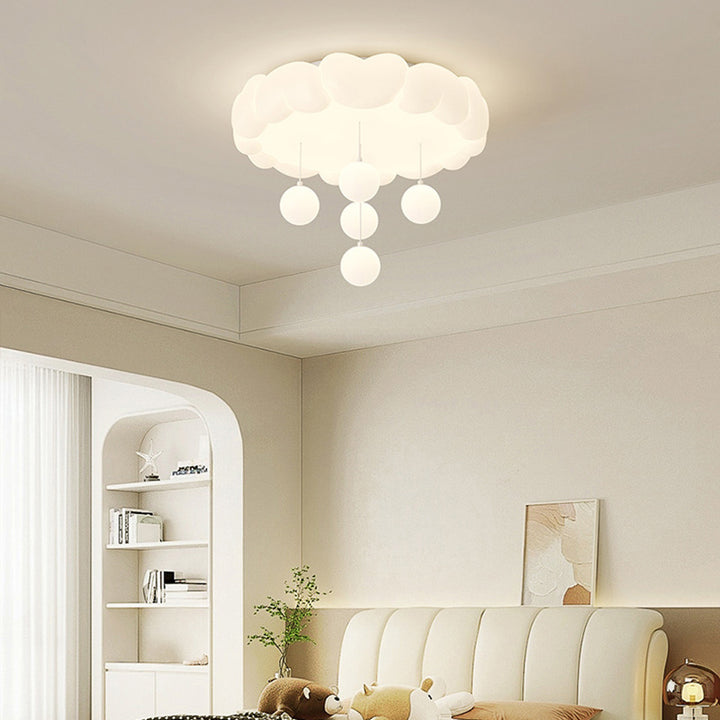 Art déco moderne pour enfants Fer PE Plafonnier LED rond en forme de cœur pour chambre à coucher 