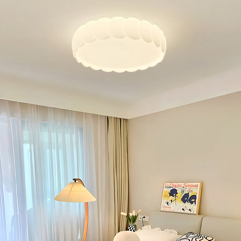 Modern Minimalist Iron PE Wavy Round LED Flush Mount Ceiling Light For Bedroom