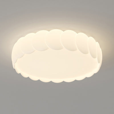 Modern Minimalist Iron PE Wavy Round LED Flush Mount Ceiling Light For Bedroom