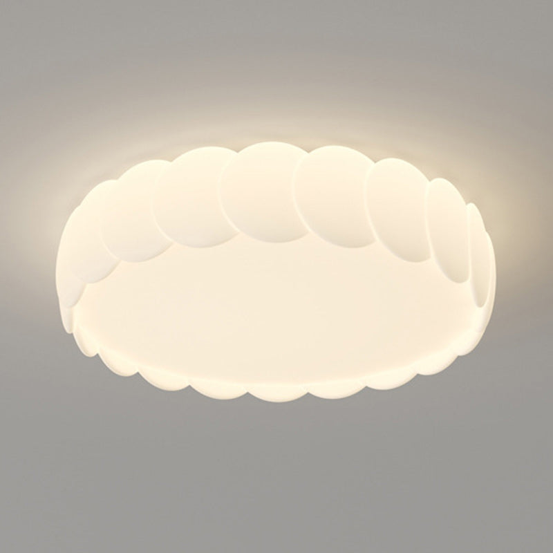 Modern Minimalist Iron PE Wavy Round LED Flush Mount Ceiling Light For Bedroom