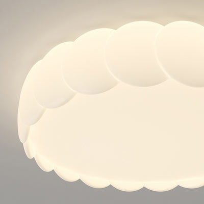 Modern Minimalist Iron PE Wavy Round LED Flush Mount Ceiling Light For Bedroom