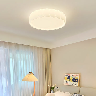 Modern Minimalist Iron PE Wavy Round LED Flush Mount Ceiling Light For Bedroom