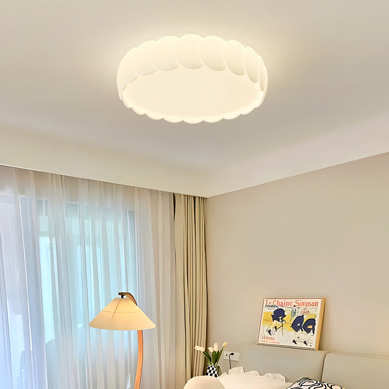 Modern Minimalist Iron PE Wavy Round LED Flush Mount Ceiling Light For Bedroom