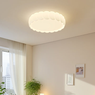 Modern Minimalist Iron PE Wavy Round LED Flush Mount Ceiling Light For Bedroom