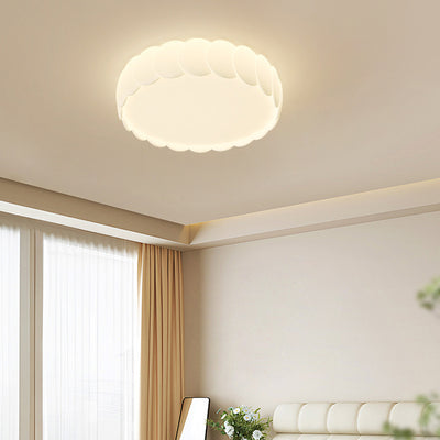 Modern Minimalist Iron PE Wavy Round LED Flush Mount Ceiling Light For Bedroom