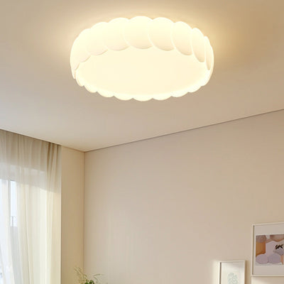 Modern Minimalist Iron PE Wavy Round LED Flush Mount Ceiling Light For Bedroom
