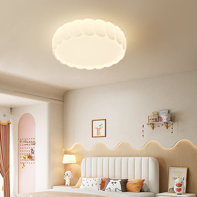 Modern Minimalist Iron PE Wavy Round LED Flush Mount Ceiling Light For Bedroom