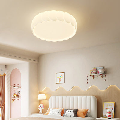Modern Minimalist Iron PE Wavy Round LED Flush Mount Ceiling Light For Bedroom