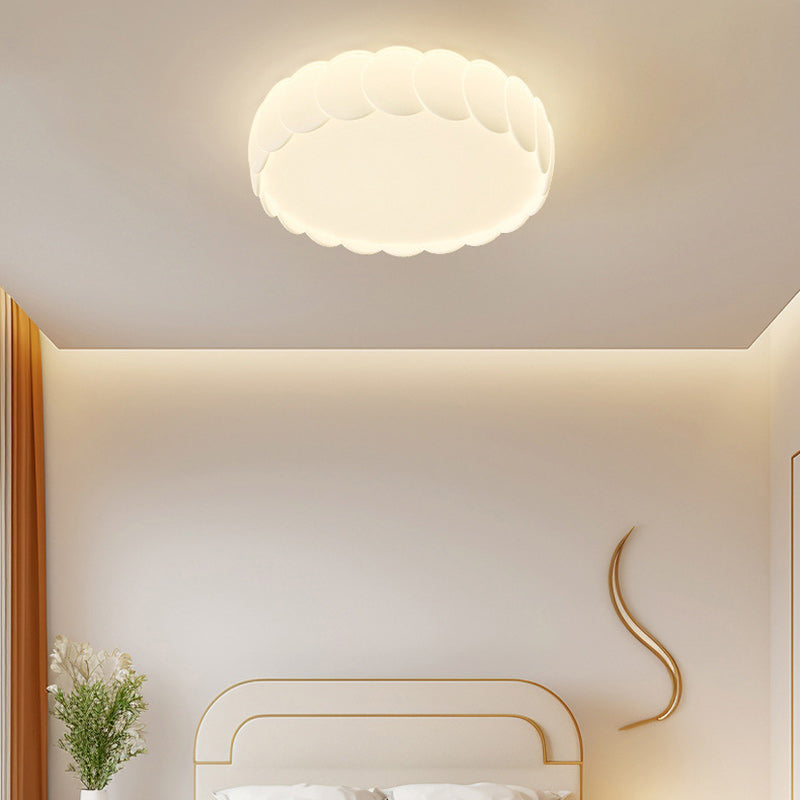 Modern Minimalist Iron PE Wavy Round LED Flush Mount Ceiling Light For Bedroom