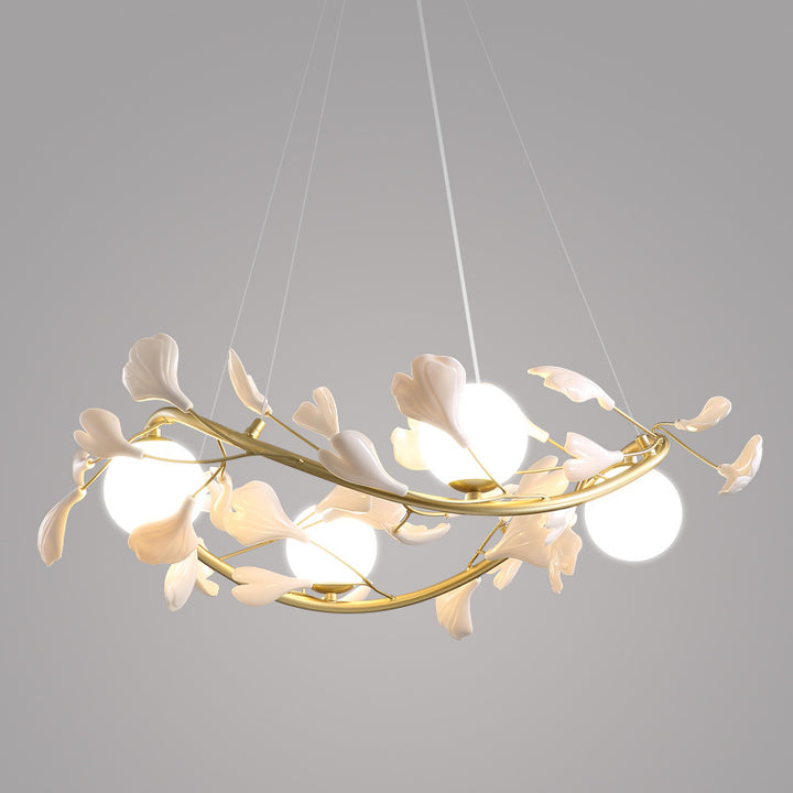 Contemporary Creative PVC Iron Ginkgo Leaf Branching 4/6/8 Lights Chandelier For Dining Room