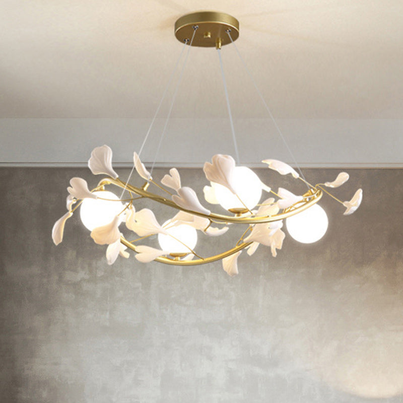 Contemporary Creative PVC Iron Ginkgo Leaf Branching 4/6/8 Lights Chandelier For Dining Room