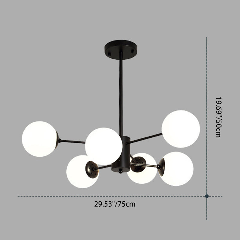 Contemporain Scandinave Verre Métal Branche Globe Lustre 6/8/12/16-Lumière Pour Salon 