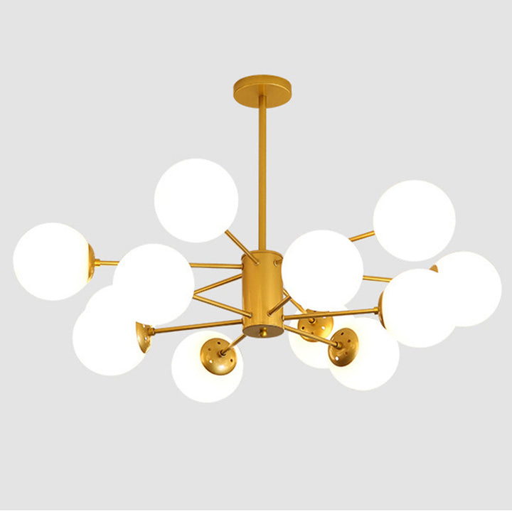Contemporain Scandinave Verre Métal Branche Globe Lustre 6/8/12/16-Lumière Pour Salon 