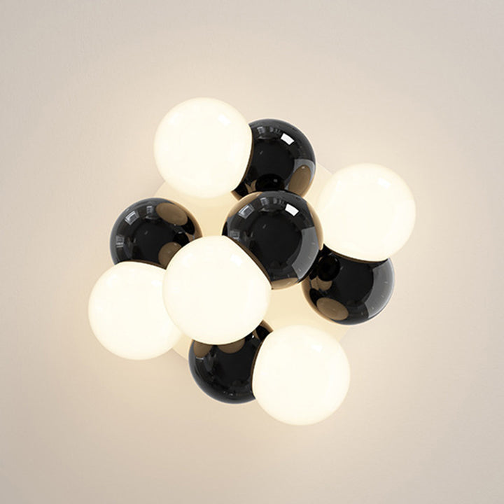 Modern Minimalist Iron Dragon Ball Bubble Round 5-Light Semi-Flush Mount Ceiling Light For Bedroom