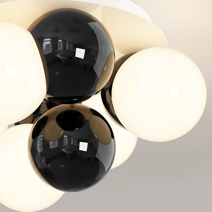 Modern Minimalist Iron Dragon Ball Bubble Round 5-Light Semi-Flush Mount Ceiling Light For Bedroom