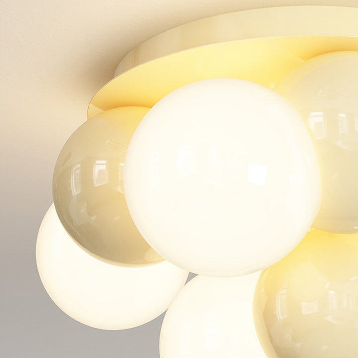 Modern Minimalist Iron Dragon Ball Bubble Round 5-Light Semi-Flush Mount Ceiling Light For Bedroom