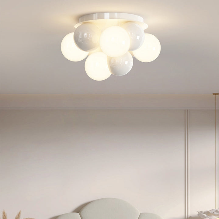 Modern Minimalist Iron Dragon Ball Bubble Round 5-Light Semi-Flush Mount Ceiling Light For Bedroom