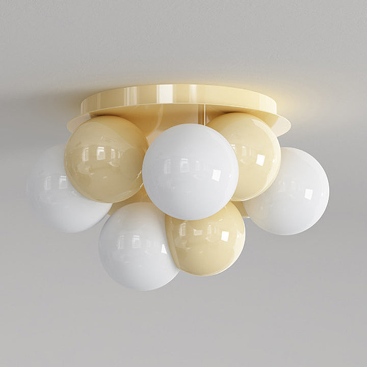 Modern Minimalist Iron Dragon Ball Bubble Round 5-Light Semi-Flush Mount Ceiling Light For Bedroom