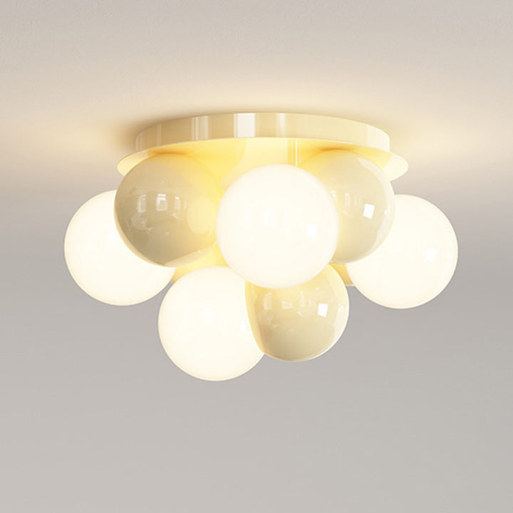 Modern Minimalist Iron Dragon Ball Bubble Round 5-Light Semi-Flush Mount Ceiling Light For Bedroom