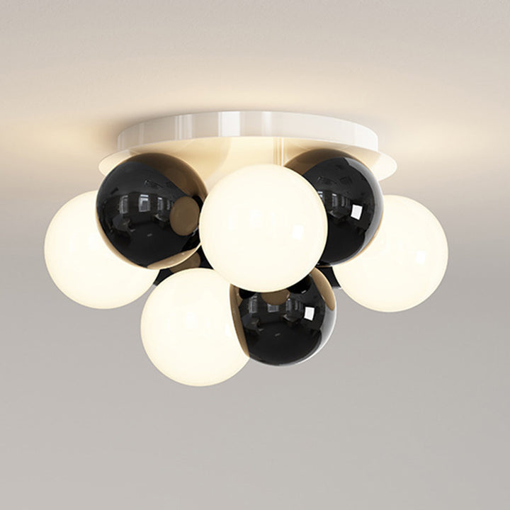 Modern Minimalist Iron Dragon Ball Bubble Round 5-Light Semi-Flush Mount Ceiling Light For Bedroom
