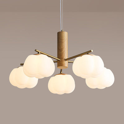 Rama de flor de algodón PE de hierro japonés tradicional candelabro de 5/8 luces para dormitorio y sala de estar 