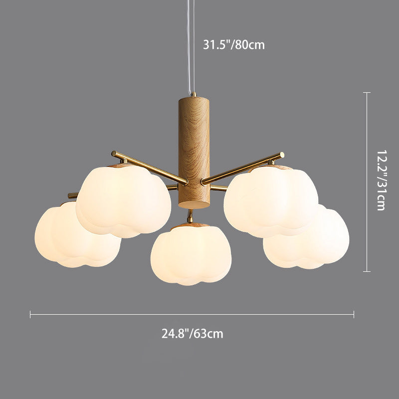 Rama de flor de algodón PE de hierro japonés tradicional candelabro de 5/8 luces para dormitorio y sala de estar 