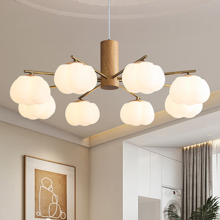 Traditional Japanese Iron PE Cotton Flower Branch 5/8-Light Chandelier For Bedroom & Living Room