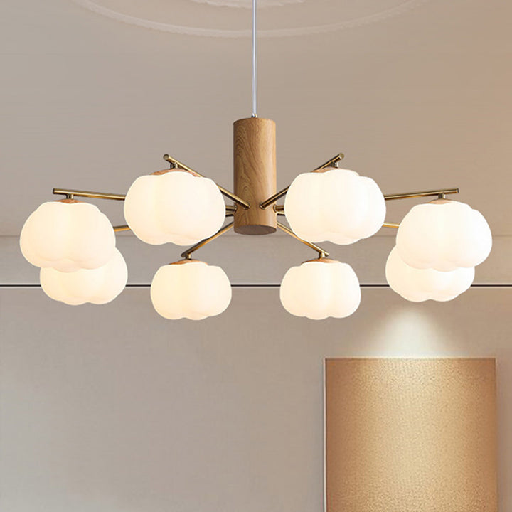 Traditioneller japanischer Eisen-PE-Baumwollblumenast 5/8-Licht-Kronleuchter für Schlafzimmer &amp; Wohnzimmer 