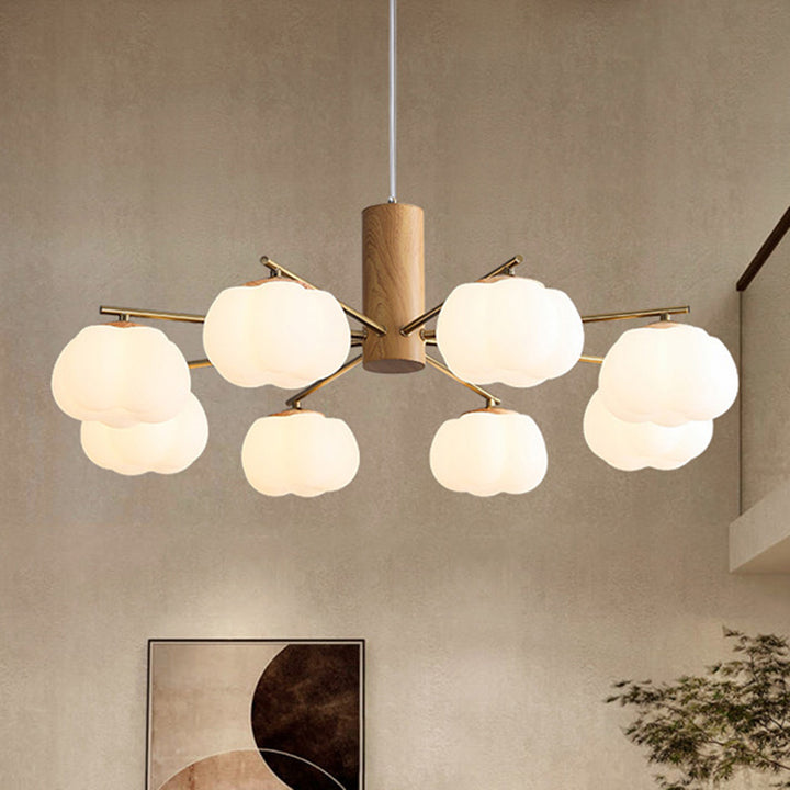 Traditioneller japanischer Eisen-PE-Baumwollblumenast 5/8-Licht-Kronleuchter für Schlafzimmer &amp; Wohnzimmer 