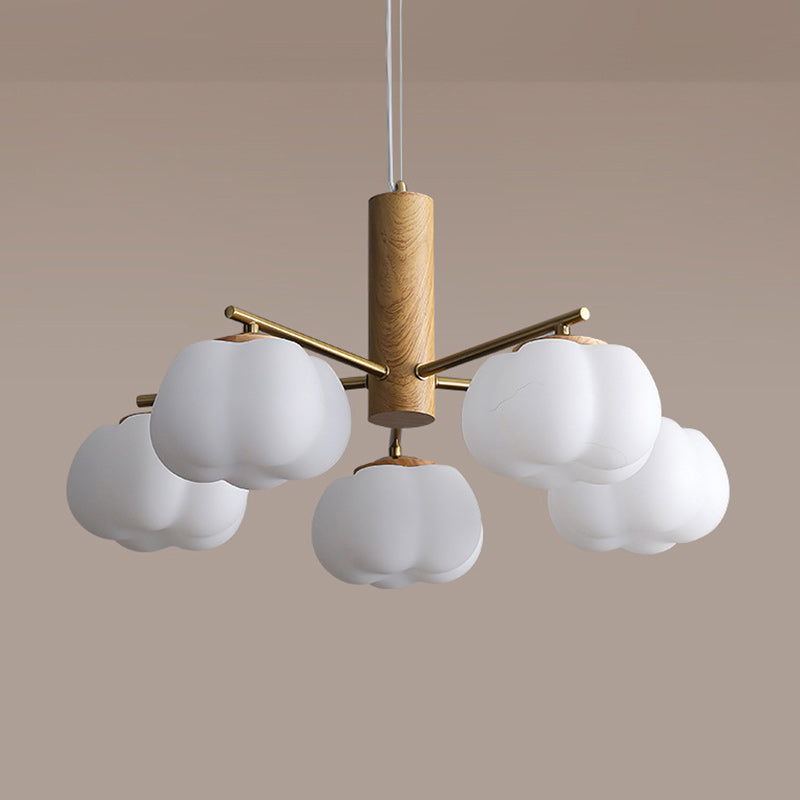 Rama de flor de algodón PE de hierro japonés tradicional candelabro de 5/8 luces para dormitorio y sala de estar 