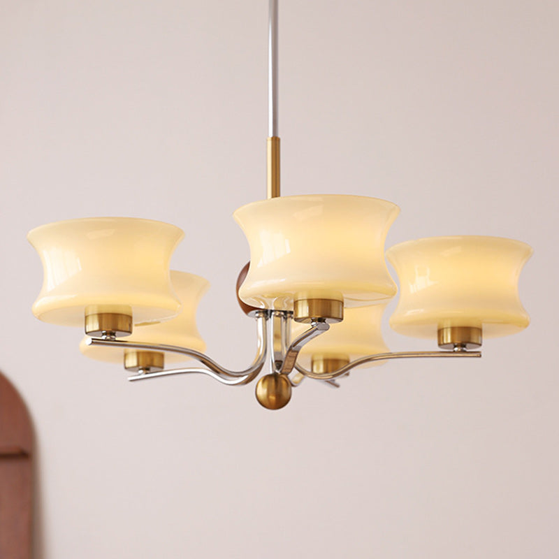 Lustre traditionnel vintage en verre et fer avec branches courbées, 3/5 lumières pour chambre et salon 