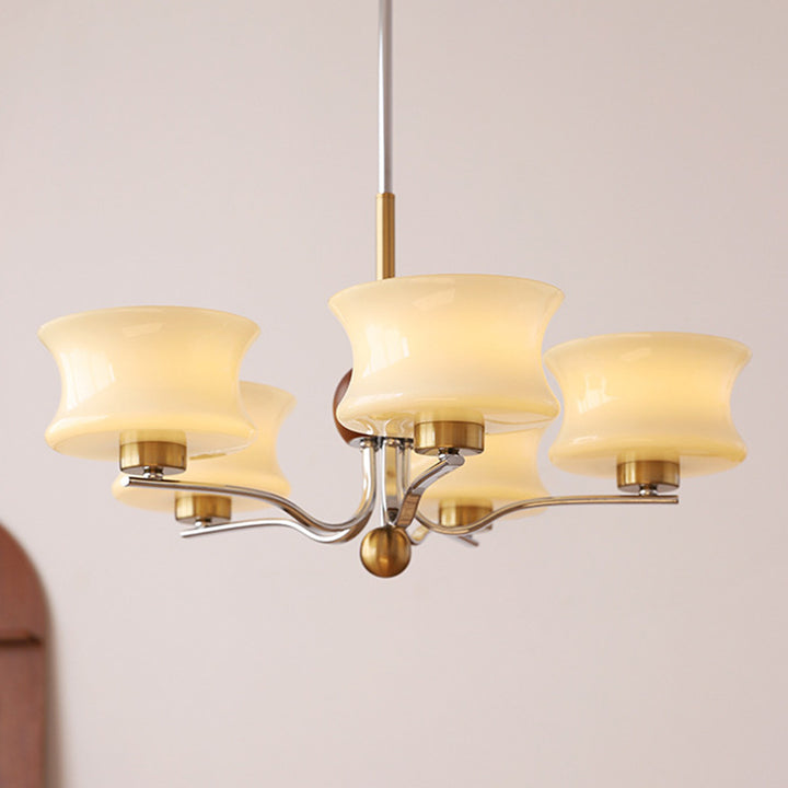 Lustre traditionnel vintage en verre et fer avec branches courbées, 3/5 lumières pour chambre et salon 