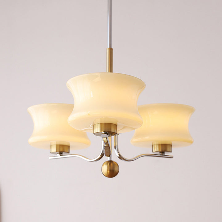 Lustre traditionnel vintage en verre et fer avec branches courbées, 3/5 lumières pour chambre et salon 
