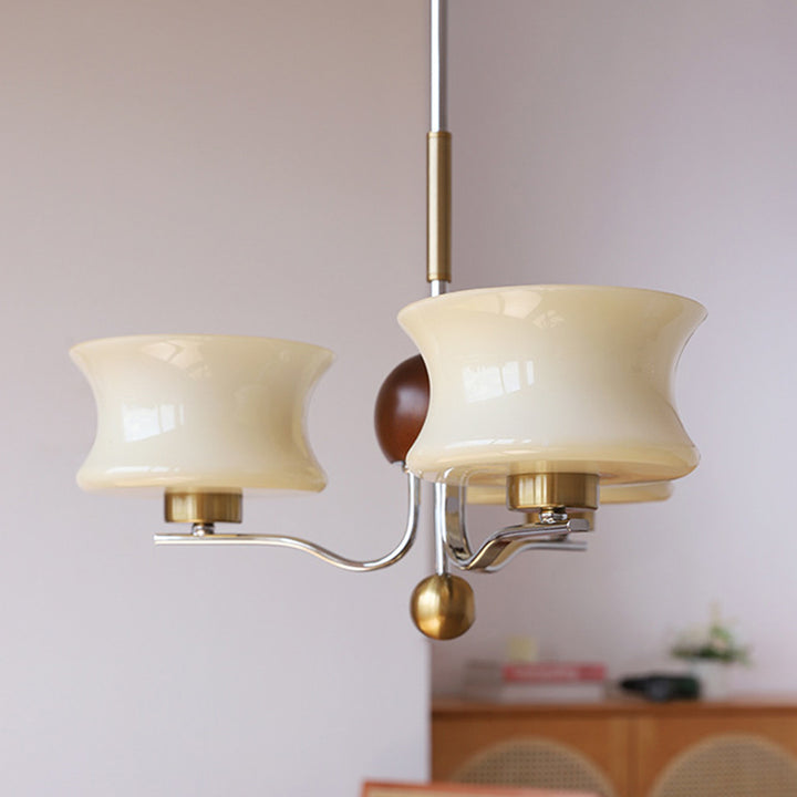 Lustre traditionnel vintage en verre et fer avec branches courbées, 3/5 lumières pour chambre et salon 