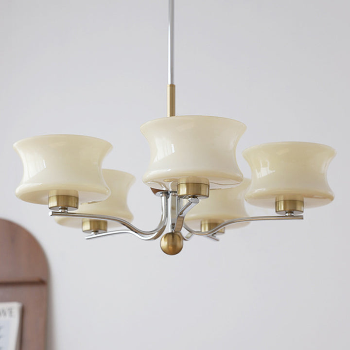 Lustre traditionnel vintage en verre et fer avec branches courbées, 3/5 lumières pour chambre et salon 