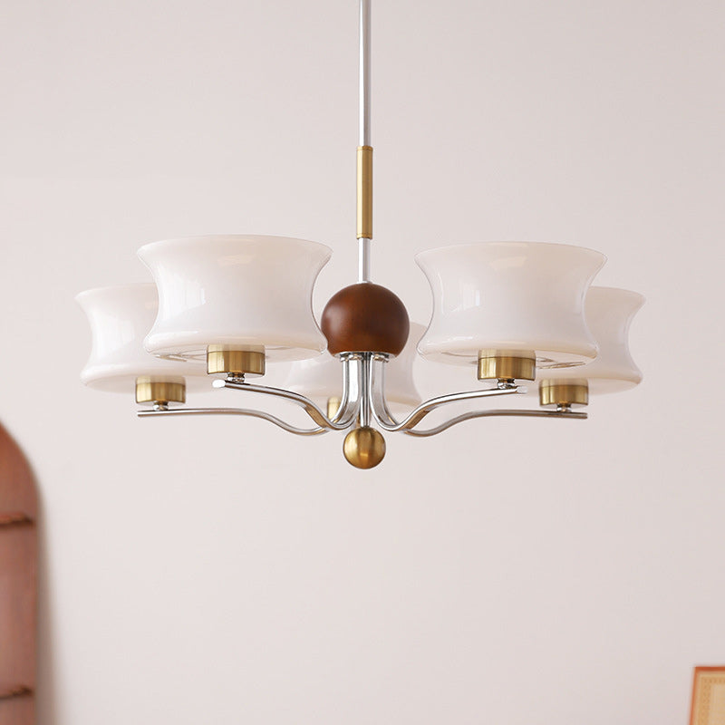 Lustre traditionnel vintage en verre et fer avec branches courbées, 3/5 lumières pour chambre et salon 