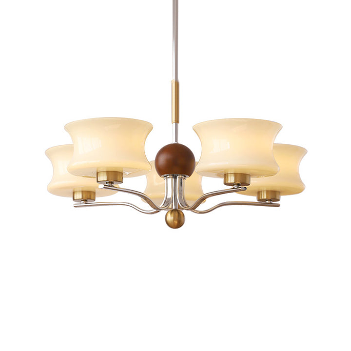 Lustre traditionnel vintage en verre et fer avec branches courbées, 3/5 lumières pour chambre et salon 
