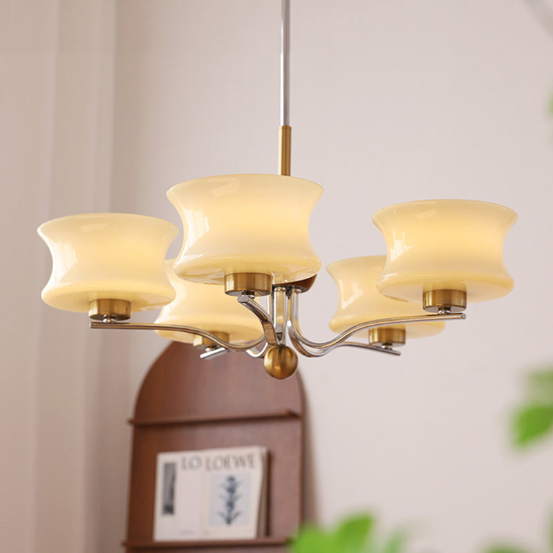 Lustre traditionnel vintage en verre et fer avec branches courbées, 3/5 lumières pour chambre et salon 