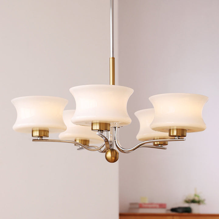Lustre traditionnel vintage en verre et fer avec branches courbées, 3/5 lumières pour chambre et salon 