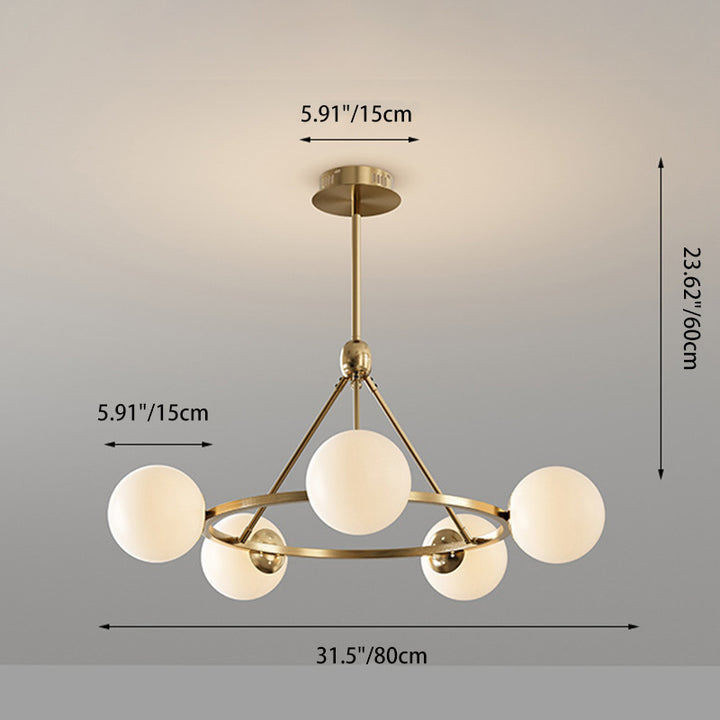 Lustre contemporain en verre et fer scandinave rond à 5/6/8 lumières pour chambre et salon 