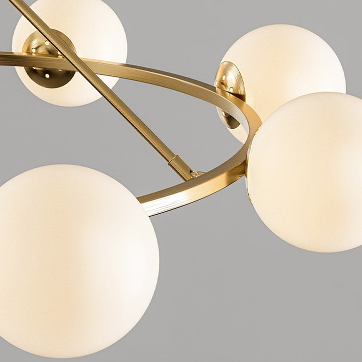 Contemporary Scandinavian Glass &amp; Iron Globe Round 5/6/8-Light Chandelier For Bedroom &amp; Living Room