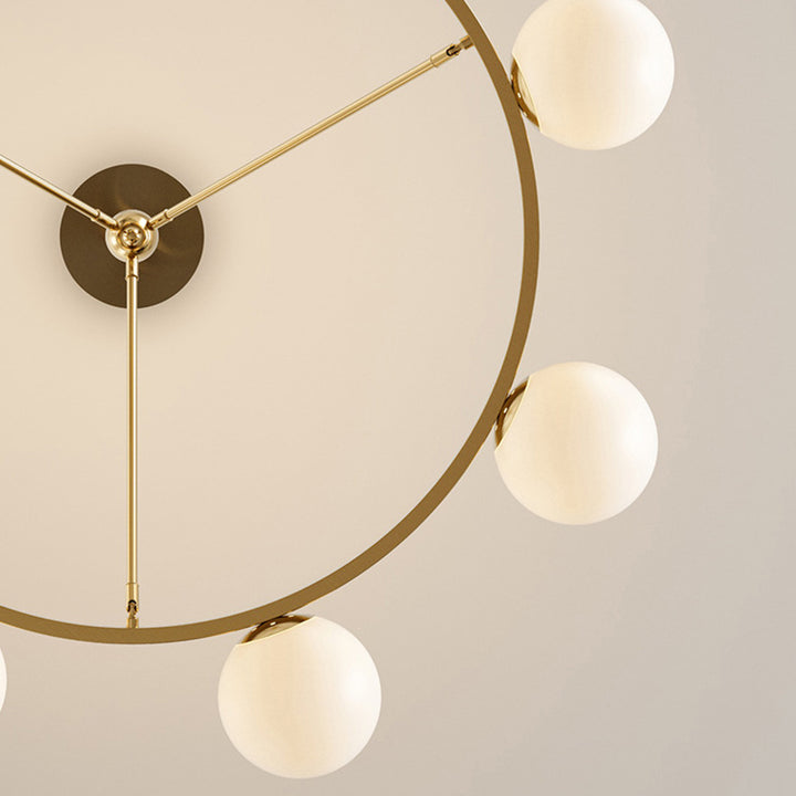 Contemporary Scandinavian Glass &amp; Iron Globe Round 5/6/8-Light Chandelier For Bedroom &amp; Living Room