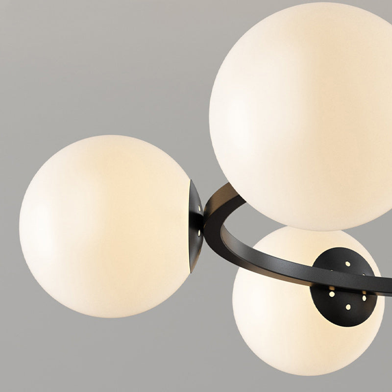 Contemporary Scandinavian Glass &amp; Iron Globe Round 5/6/8-Light Chandelier For Bedroom &amp; Living Room