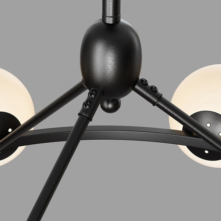 Contemporary Scandinavian Glass &amp; Iron Globe Round 5/6/8-Light Chandelier For Bedroom &amp; Living Room