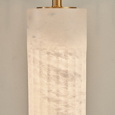 Traditional Chinese Alabaster Brass Fabric Umbrella-Shaped 1-Light Table Lamp For Bedroom