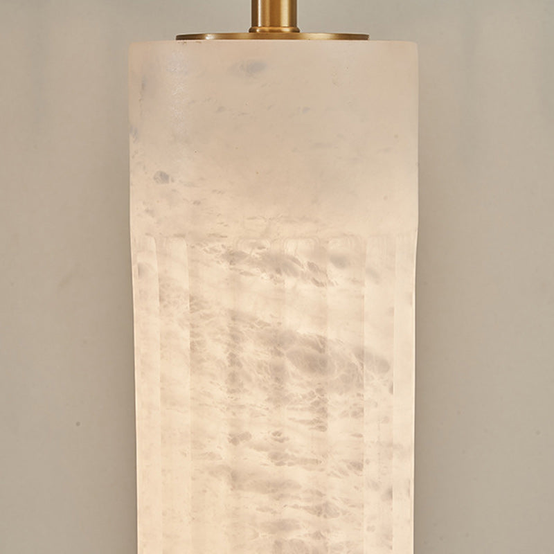 Traditional Chinese Alabaster Brass Fabric Umbrella-Shaped 1-Light Table Lamp For Bedroom
