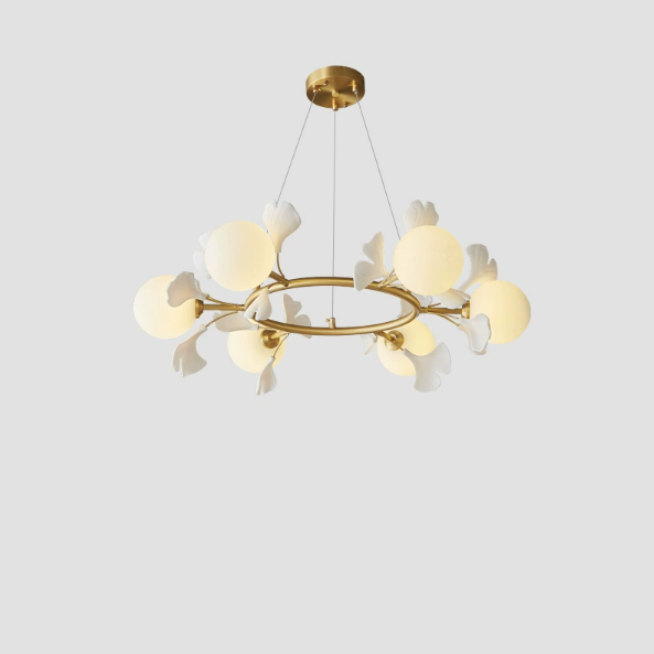 Zeitgenössischer Kreativer Glas-Kupferblatt-Globus 6/8/10 Lichter Kronleuchter für Wohnzimmer 